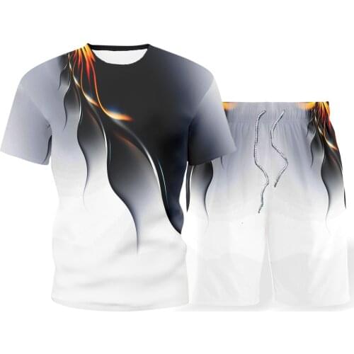 2021 mens sportswear set summer short-sleeved fashion round neck T-shirt personality trend clothing running wear