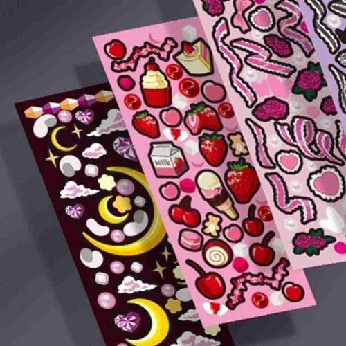 Sticker Love Rose Kawaii Sticker Black Ribbon Handbook Ribbon Phone IPad Sticker Computer Mobile Decoration Photo S1P5