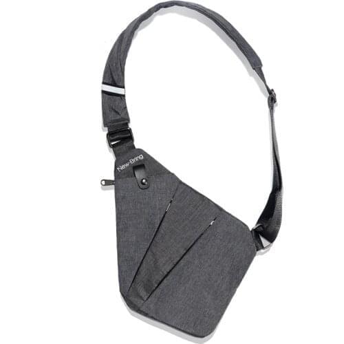 NewBring Black Single Shoulder Bags for Men Waterproof Nylon Crossbody bags Male Anti-theft Chest Bag