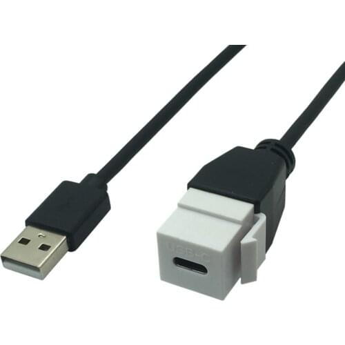 USB-C Type C Keystone Female to USB 2.0 Jack Coupler Inserts Socket Adapter Port Extension Connector for Wall Plate Outlet