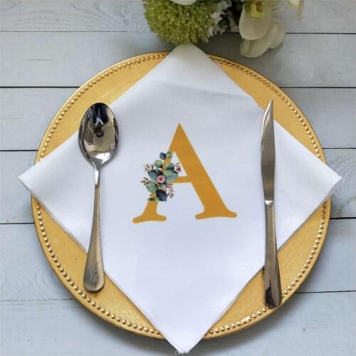 Personalized Wedding Table Napkin or Custom Handkerchief Dinner Napkins for Wedding Banquet, Home Birthday Parties Decoration