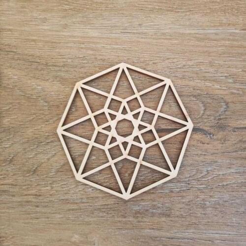 Tesseract Flower Sacred engraved coaster,wood Sacred Geometry plate wooden Coaster,laser cut Christmas coaster,party decor