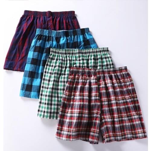 4pcs/lot New Classic Plaid Men Arrow Pants Casual Fashion Brand High Quality Boxer Mens Cotton Boxers Mens Shorts