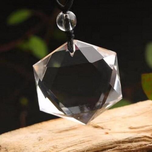 Unique Item Natural Clear Crystal Star Of David Pendant Pendulum Necklace Six Side Faceted Amulet Sacred Geomentry Hexagon Star