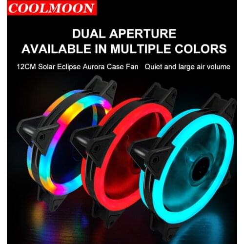 Coolmoon Double Aperture Fan 12cm Chassis Fan Aurora Solar Eclipse Silent Desktop Computer Chassis Fan
