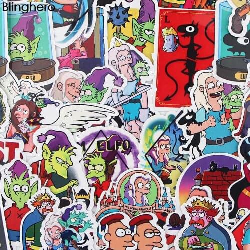 10Set BH1128 Blinghero 36Pcs/set Cartoon Stickers Waterproof Skateboard Travel Decals Motorcycle Phone Laptop Luggage Sticker