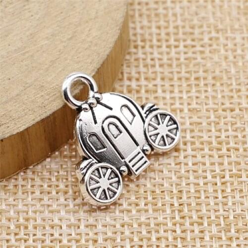 WYSIWYG 5pcs 19x20mm Jewelry Making DIY Handmade Craft Charms Antique Silver Color Princess Car Pendant
