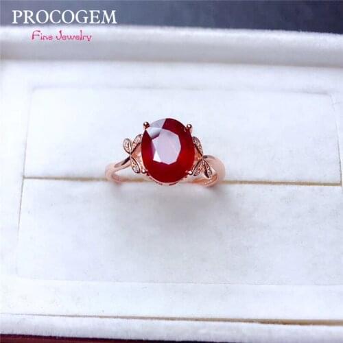 Trendy Natural Ruby Rings for Women Anniversary Party gifts 8x10mm 3.1Ct Genuine gemstones Fine jewelry 925 Sterling Silver #416