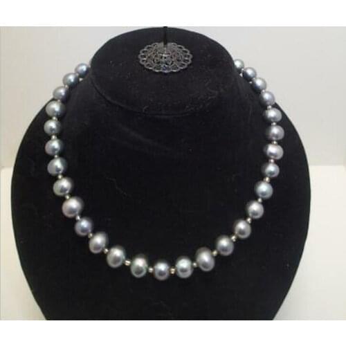 Wedding Women Jewelry Necklace 11-13mm Black Blue Gray Mixed Natural Freshwater Pearl Choker