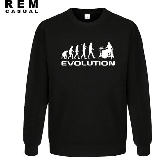 Winter Mens long sleeve Bodybuilding Undershirt Men Drummer Evolution Funny Music humor Drums Hoodies, Sweatshirts