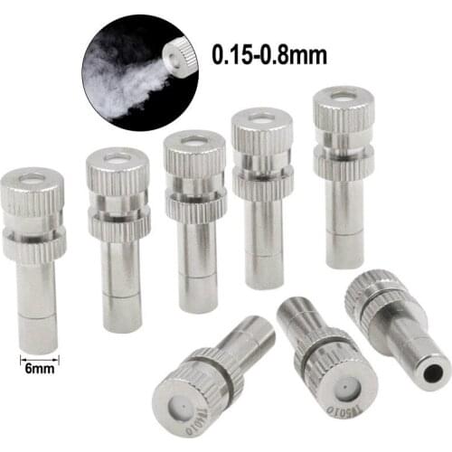 1Pc 6mm Low Pressure Nozzle Misting Nozzles Slip-Lock Quick-connect Atomization Spray Nozzle Spray Base 0.15-0.8mm Garden tools