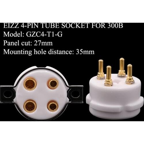 1PC EIZZ 4-pin vacuum tube socket 24K gold plated beryllium copper For 2A3, 300B,40, 50,5Z3,811,101D Hifi Vintage Tube AMP DIY