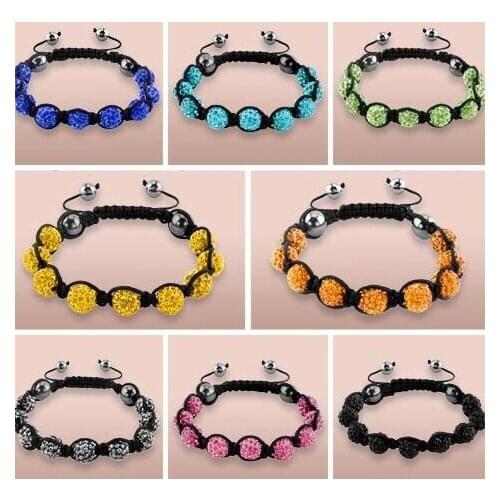 10mm mix black white multicolor mixed a533 Crystal AB Clay Disco Pave Ball bead Bracelets Bangles Handmade Rhinestone