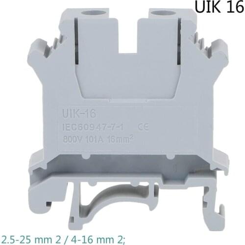 10pcs/lot Phonex Type UIK-16 Din Rail Mount Wiring Conductor Universal Connector Thin Modular Screw Terminal Blocks UIK 16