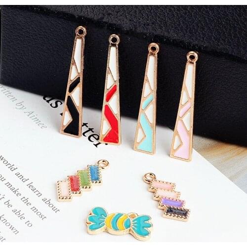 10pcs/pack Candy Pattern design Enamel Charms Drop Oil Charms Alloy Floating Pendant fit Bracelet Necklace