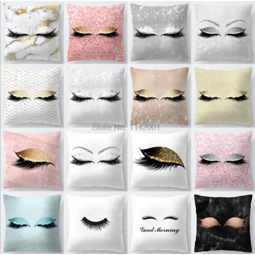 100pcs Eyelash Out Soft Velvet Cushion Cover Sequin Pillowcase 45x45cm Marble Pillow Cases living room Decor