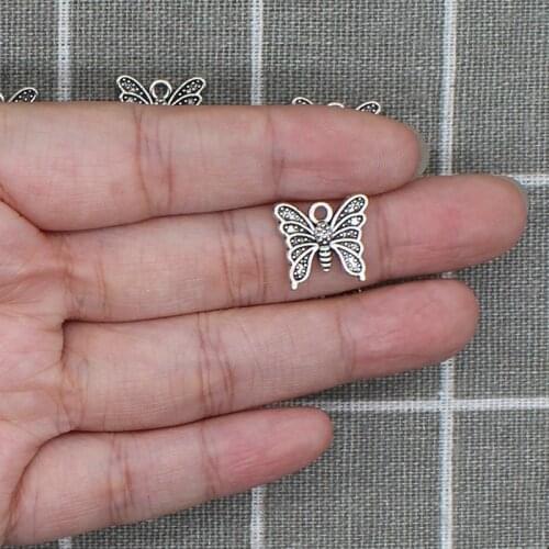 12pcs 14*15mm Ancient Silver Color butterfly Charms Pendant For Jewelry Making DIY Metal Handmade Bracelet necklace Crafts X1836