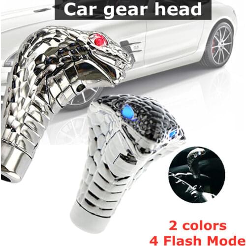 1 Set Explosion-Proof Manual Cobra Head Shift Shift Lever Knob Red Blue Glasses Four Flash Mode For Car Universal Manual Shift