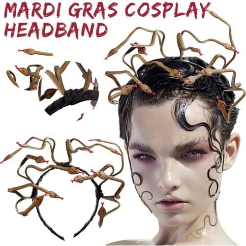 2021 Halloween Snake Shape Headband Fashion Party Cosplay Stage Costume Supplies Festival Hairband for Carnival Mardi Gras