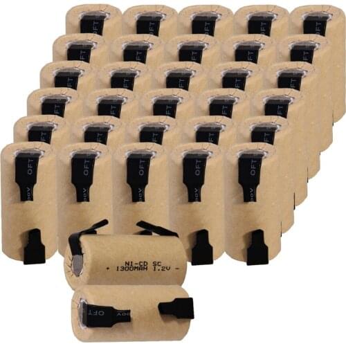 32 pcs SC 1300mah 1.2v battery NICD rechargeable batteries for electric screwdriver electric drill 4.25cm*2.2cm for power tools