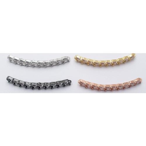 6.6×49.4mm Inlaid Silver Crystal Curve Type Charm Temperament Connector Ladies Men DIY Earrings Bracelet Accessories Wholesale