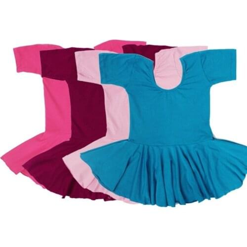 Short sleeves gymnastics leotard girls ballet tutu skirts dress kids competition lyrical dance costumes children lycra dancewear