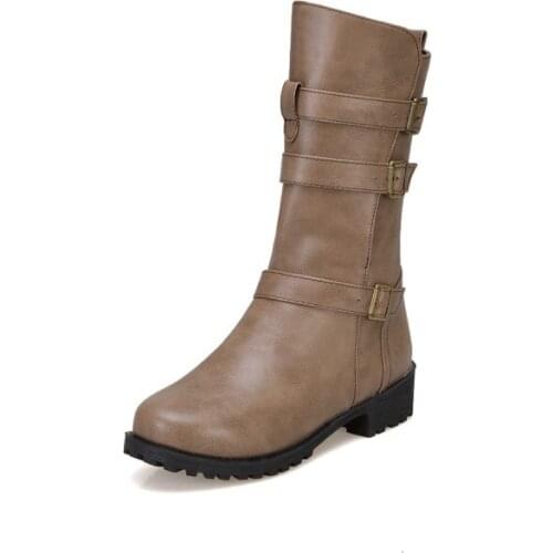 Big Size 9 10 11 12 boots women woman winter boots women women shoes botas Buckle side zipper flat bottom