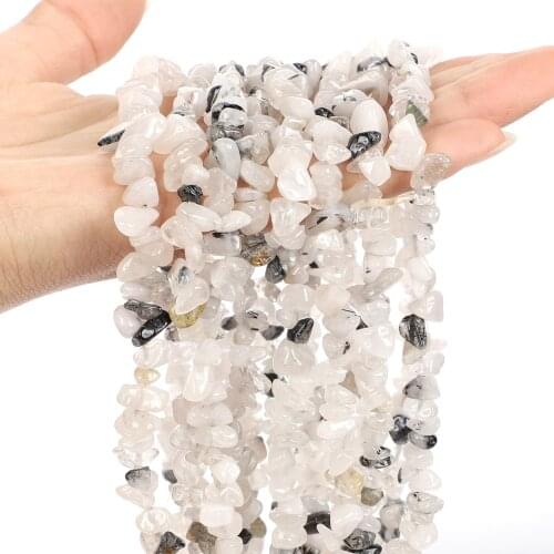Natural Stone 3-5-8MM Irregular Shape Freeform Chip Beads Black Rutilated Quartz For Jewelry Making DIY Charm Bracelets Necklace