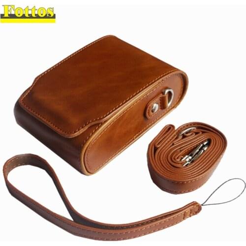 Portable high quality PU Leather camera bag Case For FUJI XQ1 XQ2 XF1 Hard protective Bag With Shoulder Strap and wrist strap