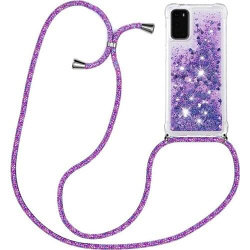 Quicksand Case For Samsung Galaxy S21 S20 A51 A42 A71 A21 A01 A20S A10 A50 A70 Crossbody Covers Necklace Shoulder Strap Lanyard