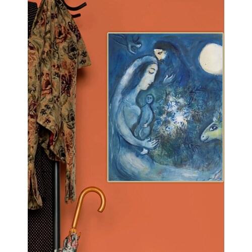Citon Marc Chagall《Family》Canvas Art Oil Painting Artwork Poster Decorative Picture Wall Hanging Decor Home Decoration