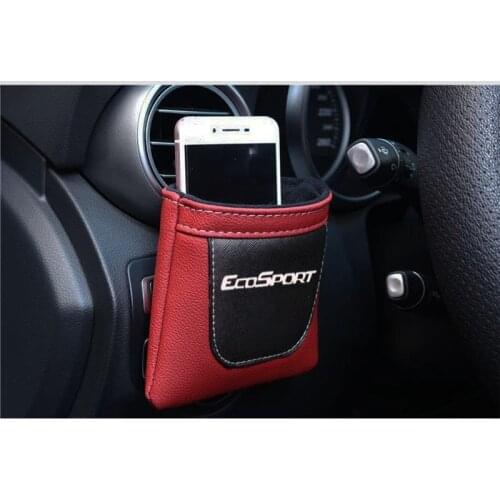 Pu Leather Bag Clip on Air Outlet Car Air Vent Stow Tidy Storage Car Phone Holder For Ford Ecosport