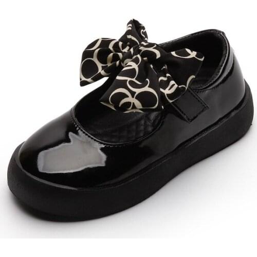 Children British Small Leather Shoes 2021 New Girls black shoes baby leather shoe butterfly Princess Shoes little girl kid shoes