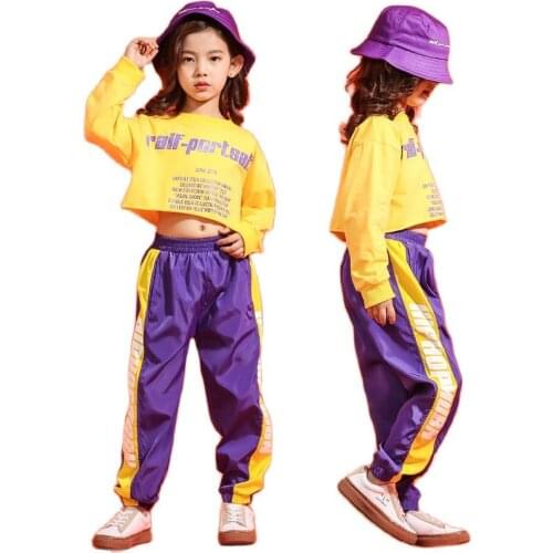 Kid Cool Hip Hop Clothing Hoodie Sweatshirt Shirt Top Crop Causal Jogger Pants for Girl Jazz Ballroom Dance Costume Clothes Wear