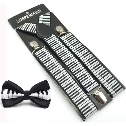 3.5 Cm Brace Tie Set Women Men Suspender For Trousers Pants Holder Bow Tie Set Formal Dress Gift Shirts Cravat Piano Key Board