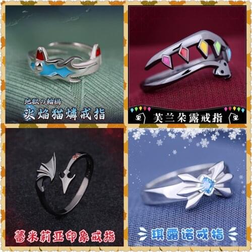 Anime Touhou Project Remilia Scarlet Flandre Scarlet Cirno Ring Fashion 925 Sterling Silver Rings Cosplay Props Jewelry Cos Gift