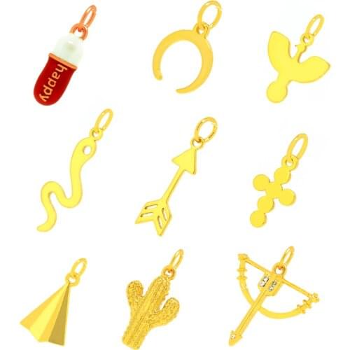 Gold Plated Copper Pendant Geometric Snake Cactus Magic Wand Girl Accessories Accessories New Fashion Trend