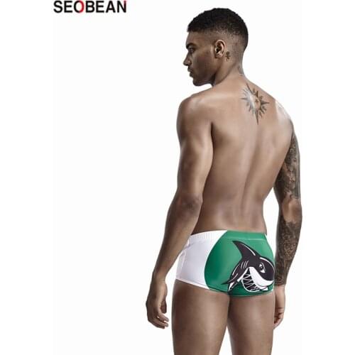 SEOBEAN Mens Swimming Suits Fashion Digital Printed Shark Beach Holiday Swimming Wear Hot Spring Swimming Trunks