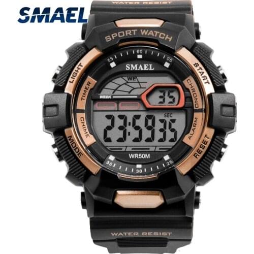 SMAEL Sports Mens Watch, Electronic Digital Display, LED Color Luminous Display, Automatic Date Update, Waterproof