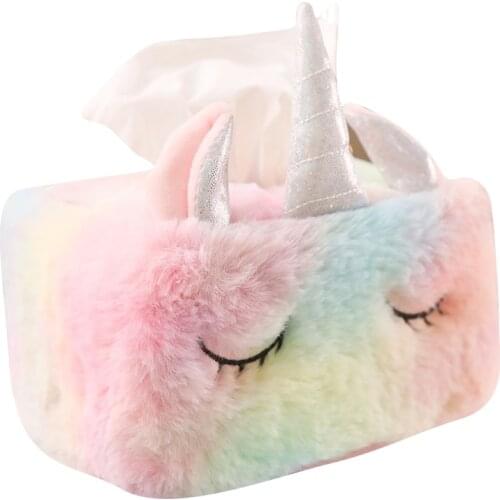 Kawaii Unicorn Plush Stuffed Soft Doll Lovely Animal Horse cushions tissue pumping Storage For Children Birthday Gifts