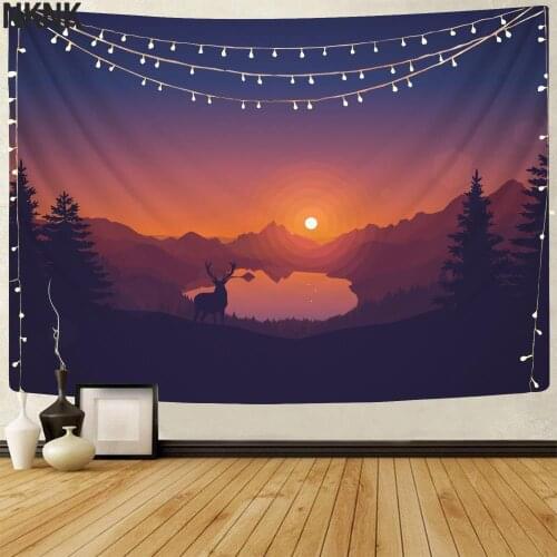 NKNK Animal Tapestry Sun Tapestries Mountains Rug Wall Trees Home Tapestrys Wall Hanging Mandala Hippie Printed