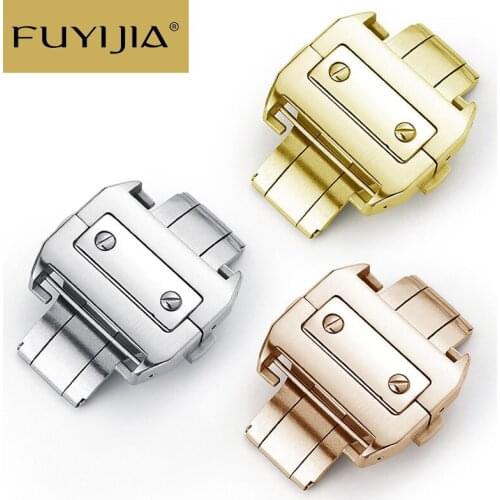 FUYIJIA New Butterfly Buckle SANTOS DE Watch Substitute Buckle 18MM 21MM Alligator Strap Accessories Stainless Steel Watch Clasp
