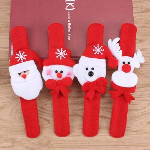 New Christmas Cartoon Snowman Bear Elk Santa Claus LED Sequins Luminous Slap Bracelet