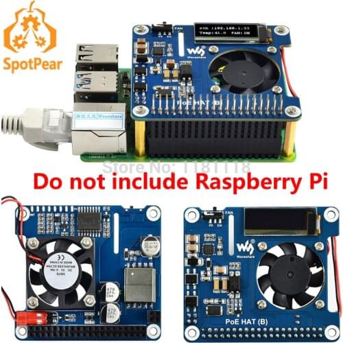 Raspberry Pi Power over Ethernet HAT (B) for Raspberry Pi 3B+/4B and 802.3af PoE network