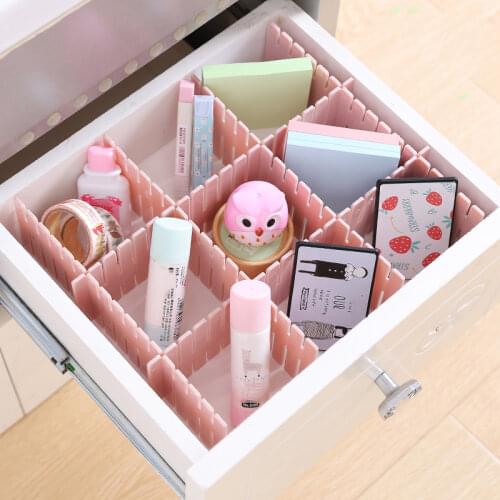 Plastic Adjustable Drawer Divider Household Wardrobe Desktop Space Saving DIY Divider Tool Free Combination Lattice Storage Rack