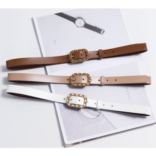 Genuine Leather Belts for Women Second Layer Cowskin Woman European fashion Buckle Pin Belt Vintage Slim Corset Strap Jean Belt