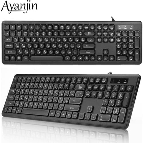 Russian Keyboard Silent Wired Keyboard 108 Button Keyboards Multimedia Shortcut Button Computer USB Mute RU+En Key board For PC