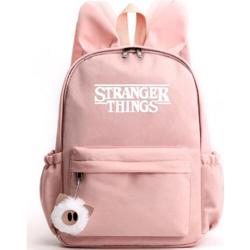 Stranger Things backpack With Rabbit Ears Modeling Shoulder Bag Backpack Student Teenager Girls cute Backpack Letter Mochila