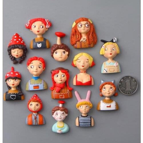 Cartoon Boy Girl Refrigerator Magnetic Sticker Resin Fridge Magnetic Sticker Decor Anti-slip Refrigerator Magnet for Home Decor