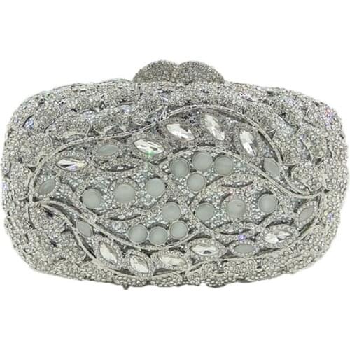 Silver MetalEvening Bags Rhinestone Women Clutches Diamond 100% Handmade Womens Clutches Evening Bags Female Evening Clutch Bag